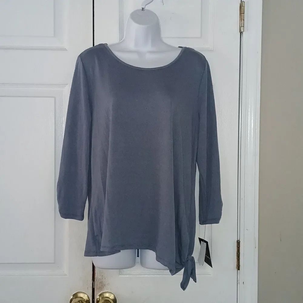 I.N. Studio slate blue casual blouse Sz L NWT